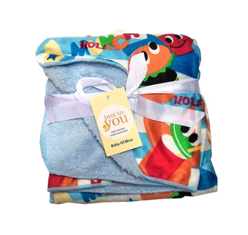 N&M Baby Double Layer Fleece Hooded Blanket (White Kolaco, Newborn)