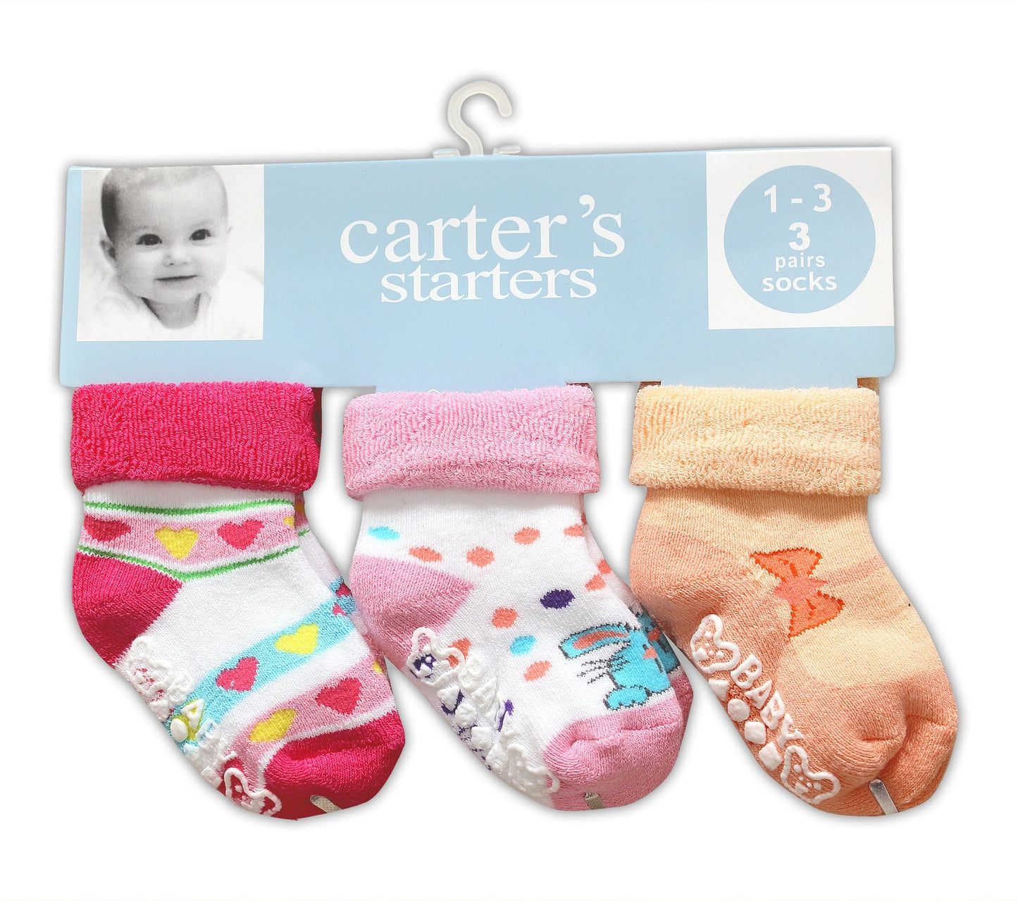 Baby Station 3/Pairs Multi Color Kids Baby Cotton Anti Skid Socks 1218Months (Pink)