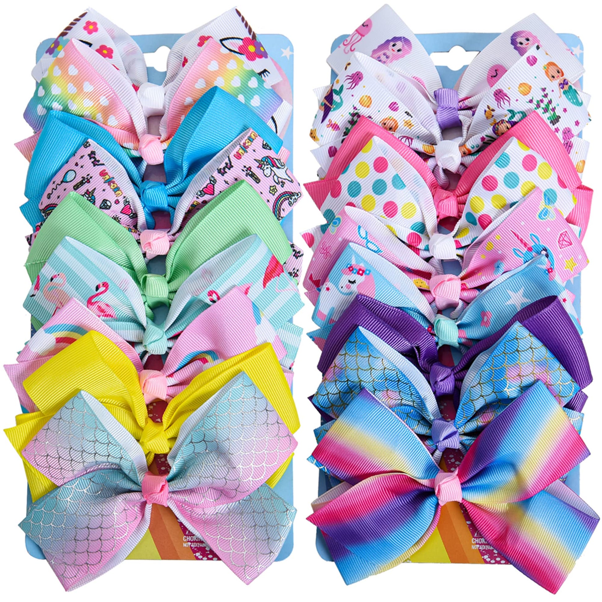 18 Pcs 5 Inch Hair Bows For Girls,Colorful Rainbow Heart Girls Hair Bows Grosgrain Ribbon Hair Bow With Alligator Clips For Todd