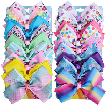 18 Pcs 5 Inch Hair Bows For Girls,Colorful Rainbow Heart Girls Hair Bows Grosgrain Ribbon Hair Bow With Alligator Clips For Todd