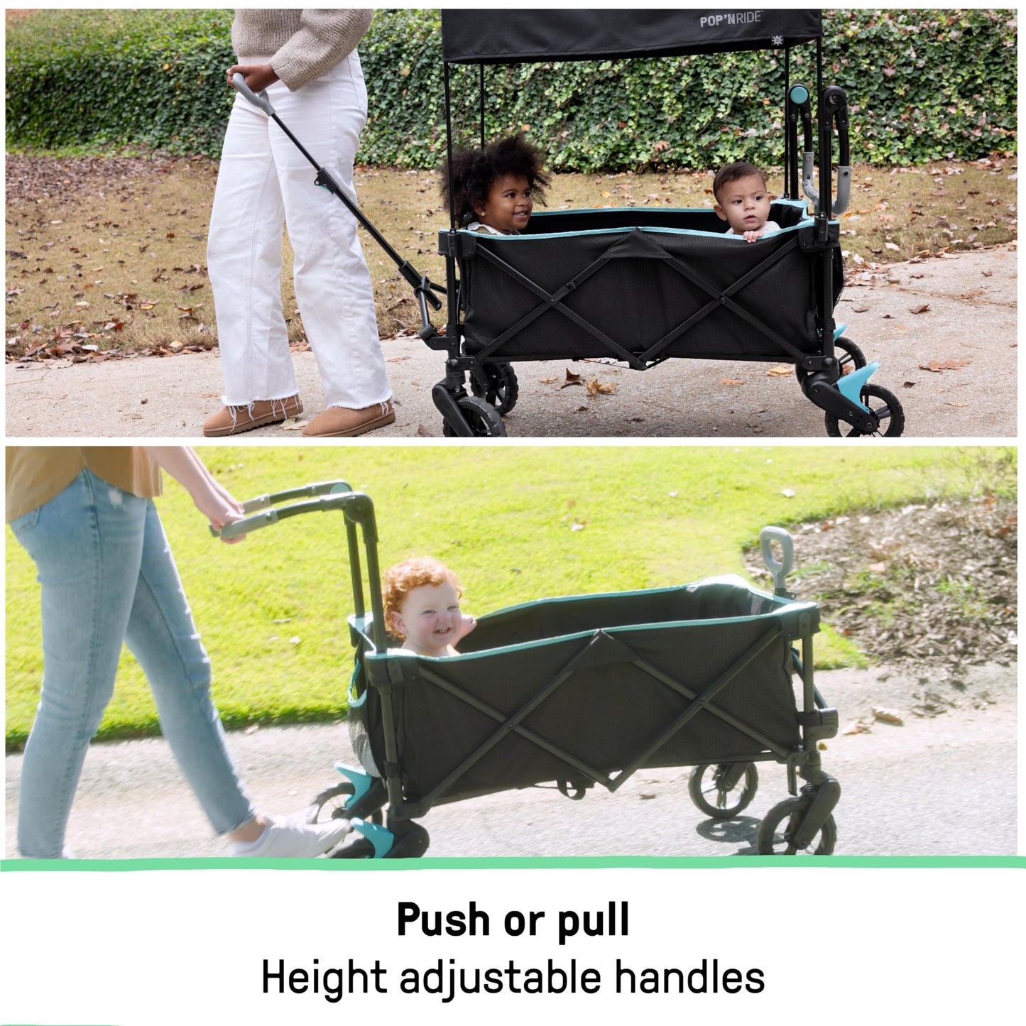 Summer By Ingenuity Pop 'N Ride Lightweight Stroller Wagon - Face-To-Face Seats For 2 With 3-Point Harnesses & Sun Canopy