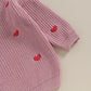 Baby Girl Valentines Day Outfit Love Heart Sweet Long Sleeve Sweater Tshirt Crewneck Tops Fall Winter Clothes (A-Red, 9-12 Month