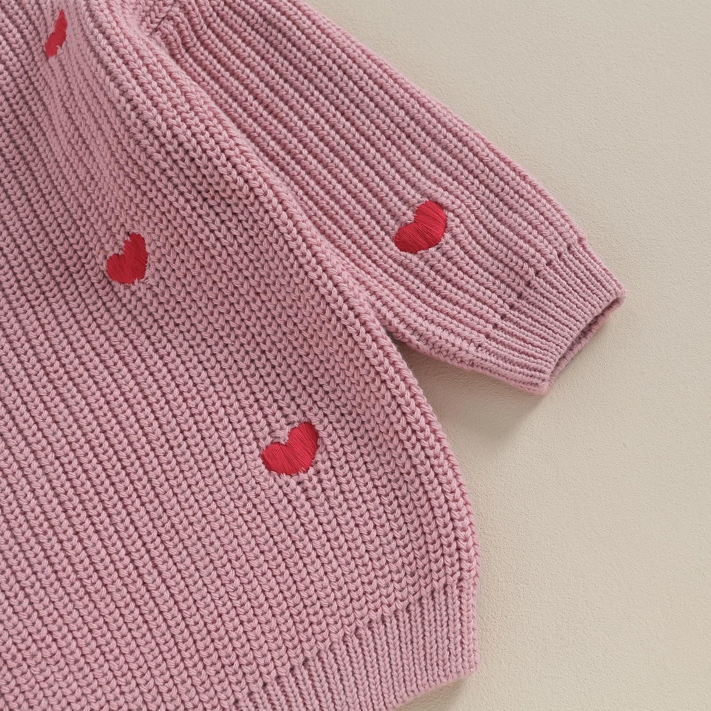 Baby Girl Valentines Day Outfit Love Heart Sweet Long Sleeve Sweater Tshirt Crewneck Tops Fall Winter Clothes (A-Red, 9-12 Month