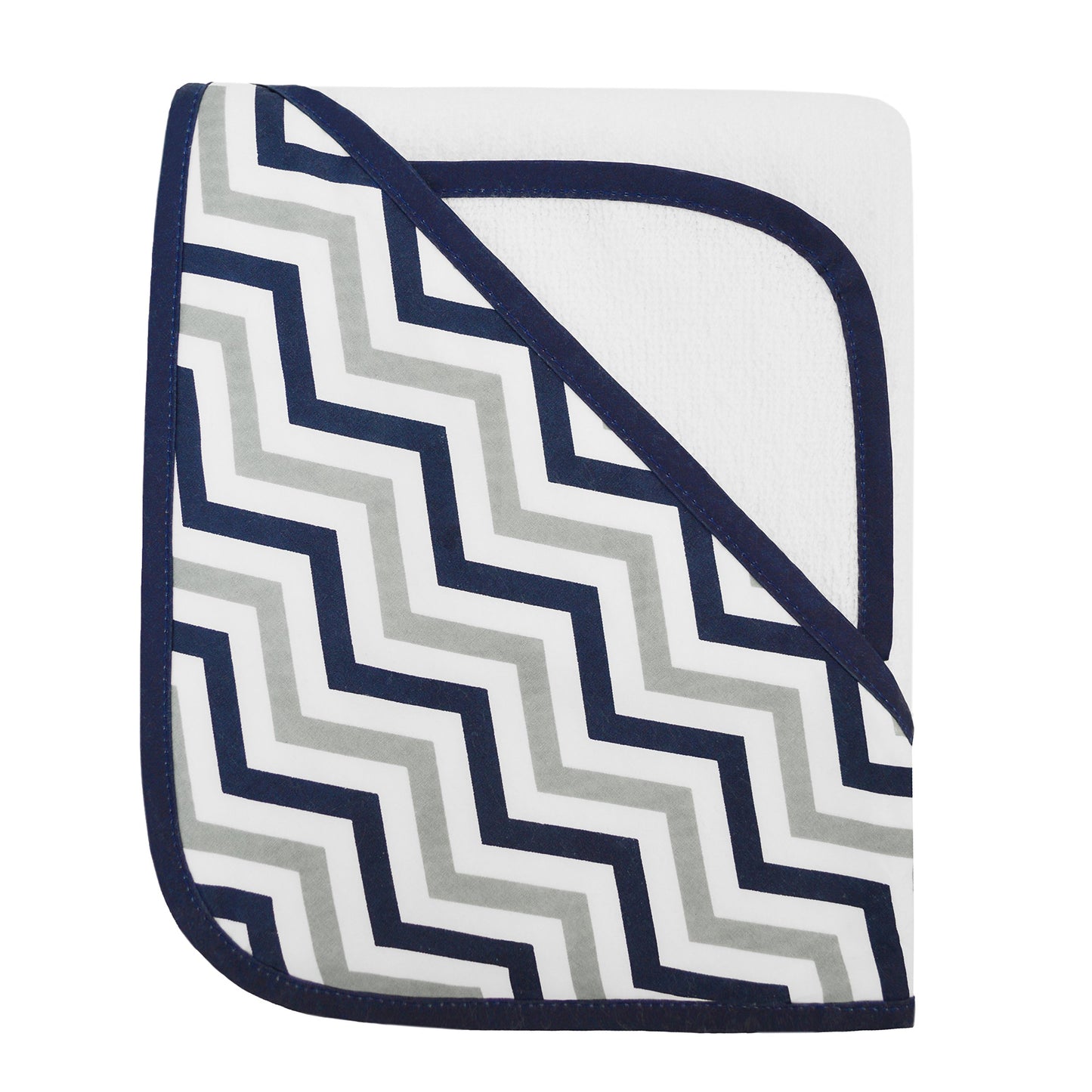 American Baby Company Terry Hooded Towel Set Made with Organic Cotton, White with Gray Zigzag, for Boys and Girls