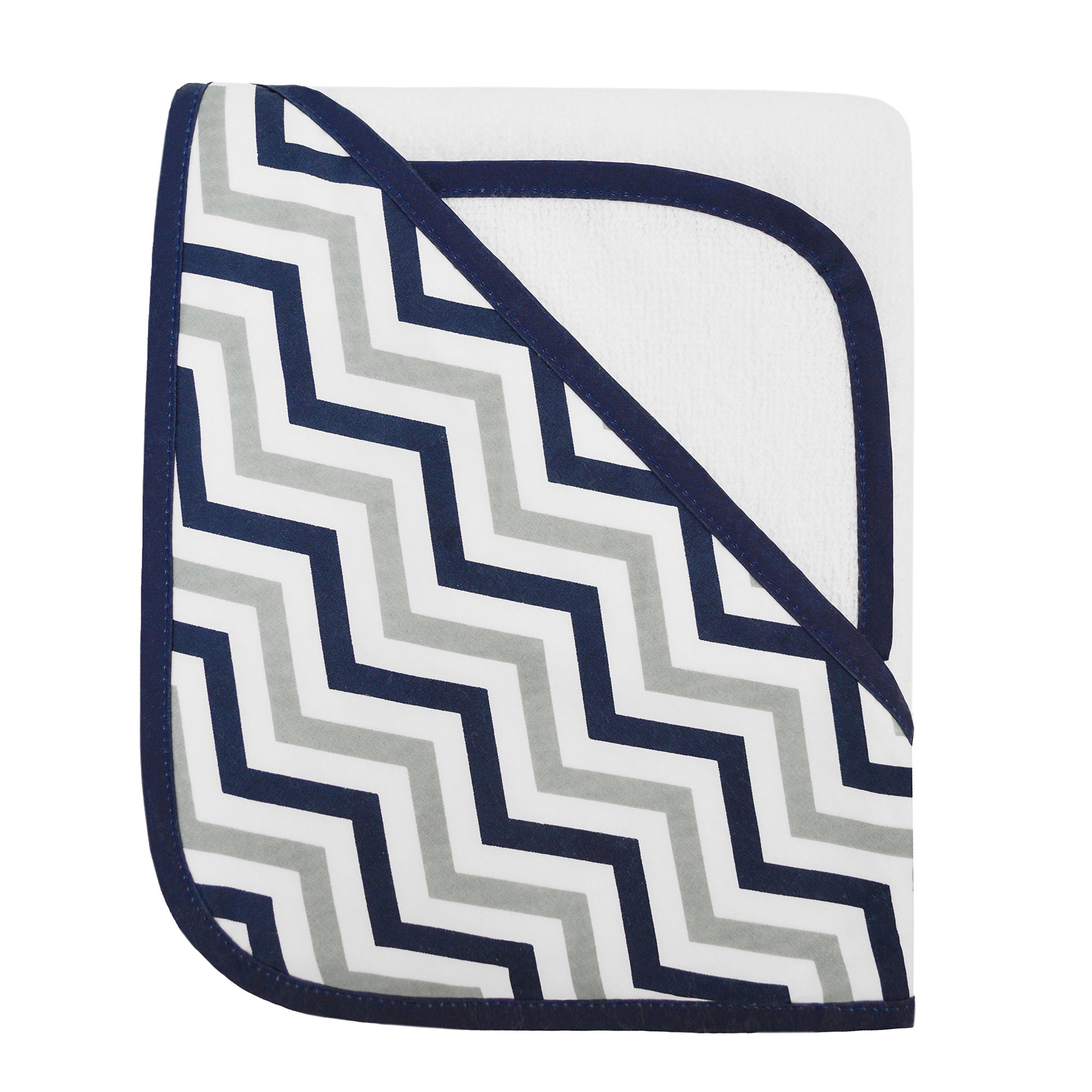 American Baby Company Terry Hooded Towel Set Made with Organic Cotton, White with Gray Zigzag, for Boys and Girls