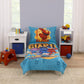 Sesame Street Mecha Builders Blue, Red, and Gold, with Cookie Monster, Elmo and Abby 4 Piece Toddler Bed Set  Comforter, Fitted