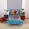 Sesame Street Mecha Builders Blue, Red, and Gold, with Cookie Monster, Elmo and Abby 4 Piece Toddler Bed Set  Comforter, Fitted