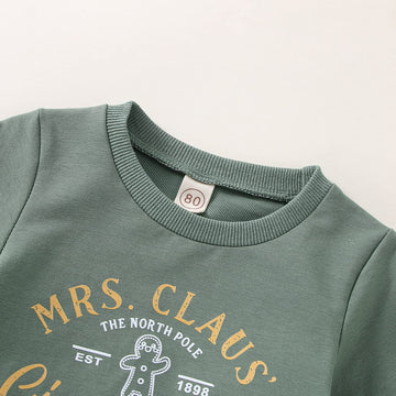 Toddler Baby Christmas Outfit Girl Boy Crewneck Sweatshirt Letter Print Long Sleeve Sweater Shirt Fall Clothes (Mrs Claus Ginger