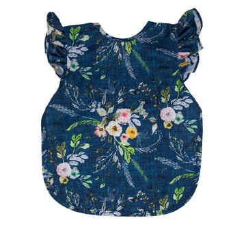 Bapronbaby Flutter Boho Floral Bapron - No Neck Tie Safer Bib For Baby & Toddler - Soft Waterproof Stain Resistant - Machine Was