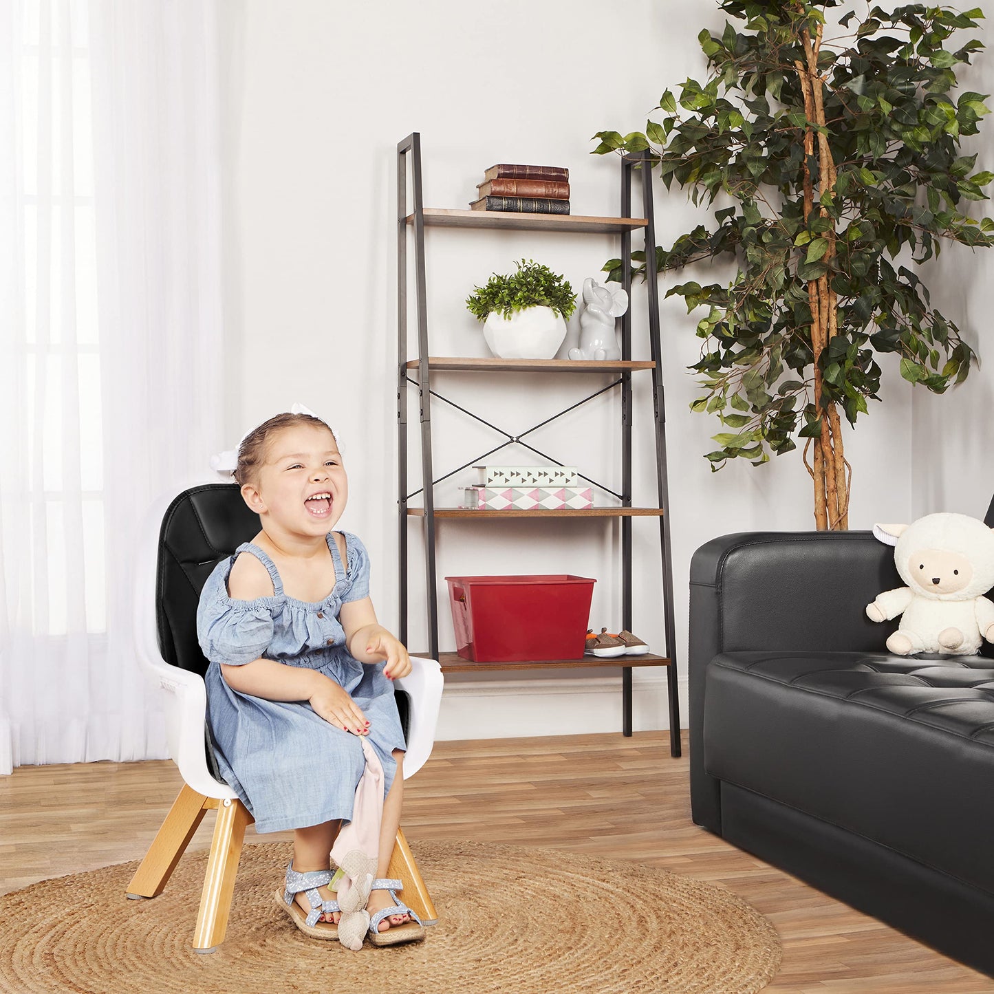 Evolur Zoodle 2 in 1 Convertible Baby High Chair, Black, Easy to Clean, Adjustable & Removable Tray, Compact & Portable, Foldabl