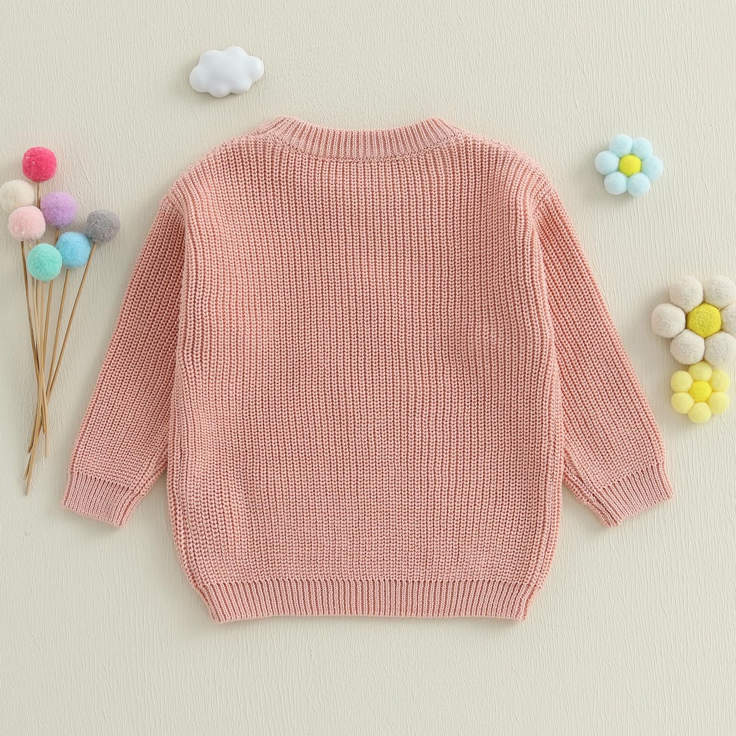 Amnnchya Toddler Infant Baby Girl Knit Sweater Big Sister Little Sister Matching Outfits Long Sleeve Pullover Sweatshirt (Pink B