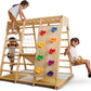 Avenlur Magnolia Indoor Playground 6-In-1 Jungle Gym Montessori Waldorf Style Wooden Climber Playset Slide, Rock Climbing Wall,