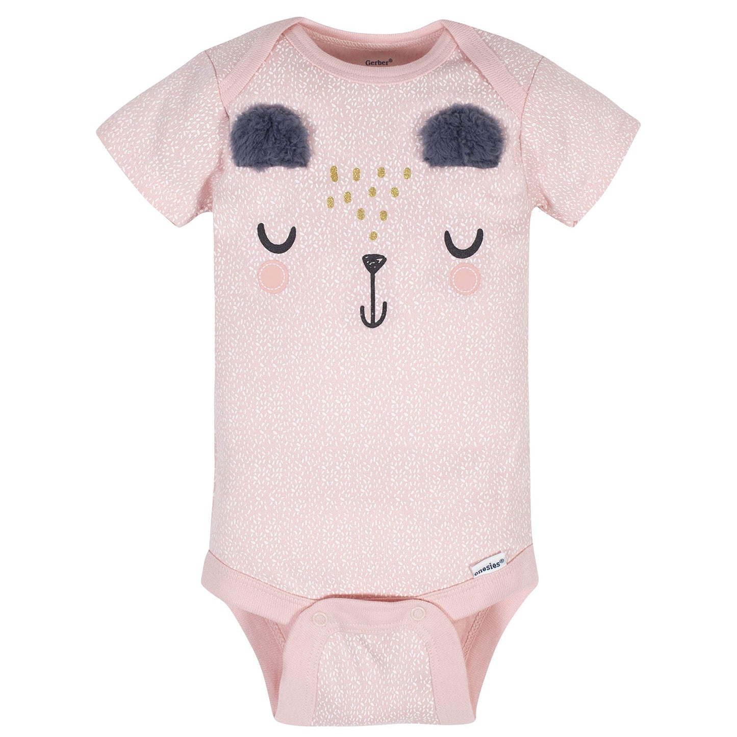 Gerber Baby 8-Pack Short Sleeve Onesies Bodysuits, Bear Pink, 0-3 Months