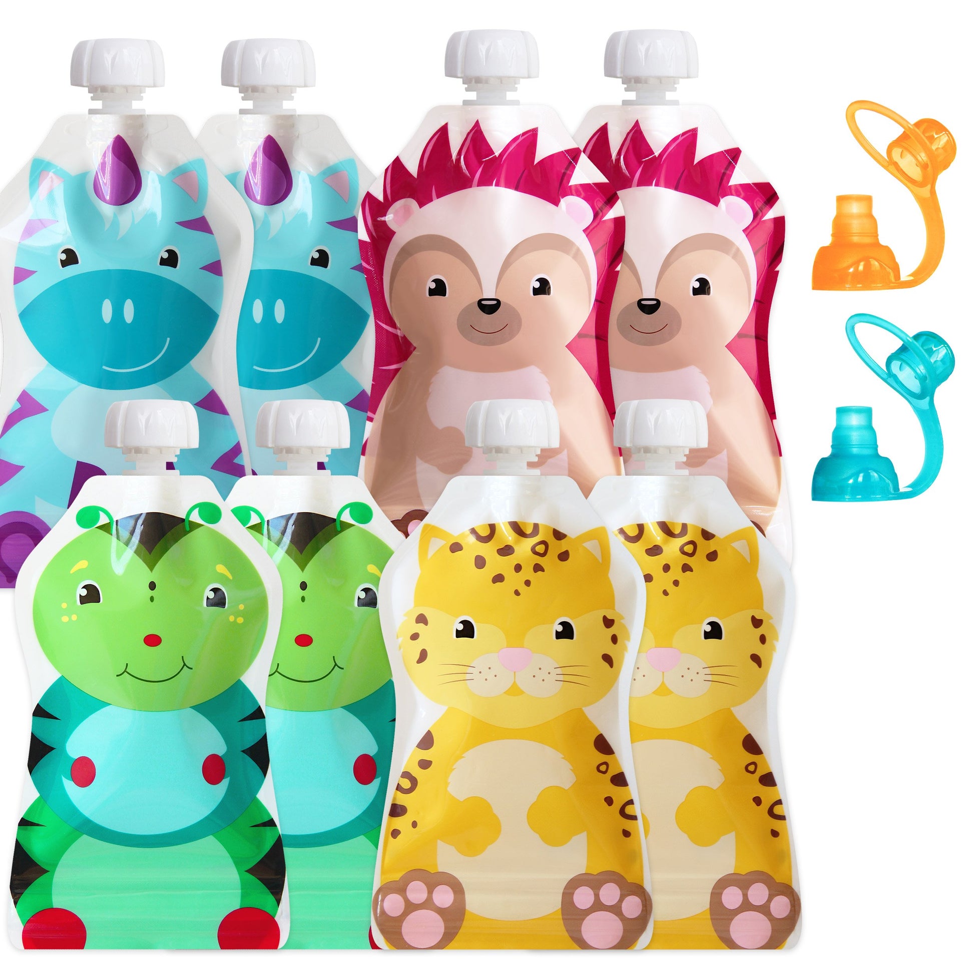 Choomee Reusable Baby Food Storage Pouches, 5 Oz + Softsip Pouch Tops  Ideal For Baby Food, Smoothies And Purees  Secure Double