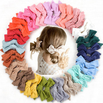 C  Llot 40 Pieces Girls Hair Bows Linen Fabric Bows Alligator Clips Hair Accessories For Little Girls Toddlers Kids And Teens