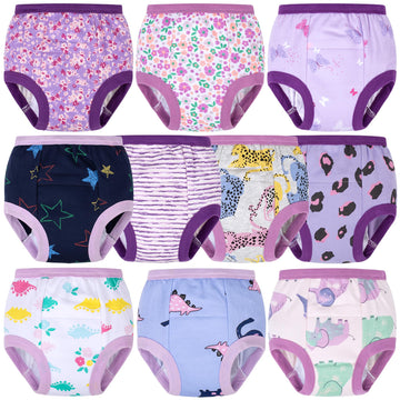 Big Elephant 10 Packs Baby Girls' And Boys' Potty Training Pants, 100% Cotton Absorbent Training Underwear For Toddler, 2T