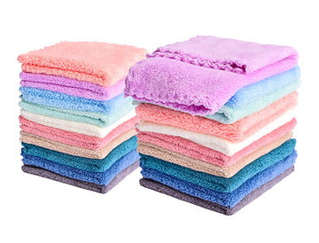 Kyapoo 20 Pack Baby Washcloths Microfiber Coral Fleece Extra Absorbent And Soft For Newborns, Infants And Toddlers