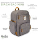 Parker Baby Diaper Backpack - Full Zip Diaper Bag With Insulated Pockets - Gray