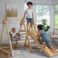 Avenlur 4-in-1 Juniper Indoor Play Gym - Jungle Gym Playset with Baby Swing, Slide, Ladder, and Climbing Wall - Foldable Wooden 