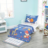 Everyday Kids 4 Piece Toddler Bedding Set - Jungle Sports - Soft 100% Cotton Percale - Includes Comforter, Flat Sheet, Fitted Sh