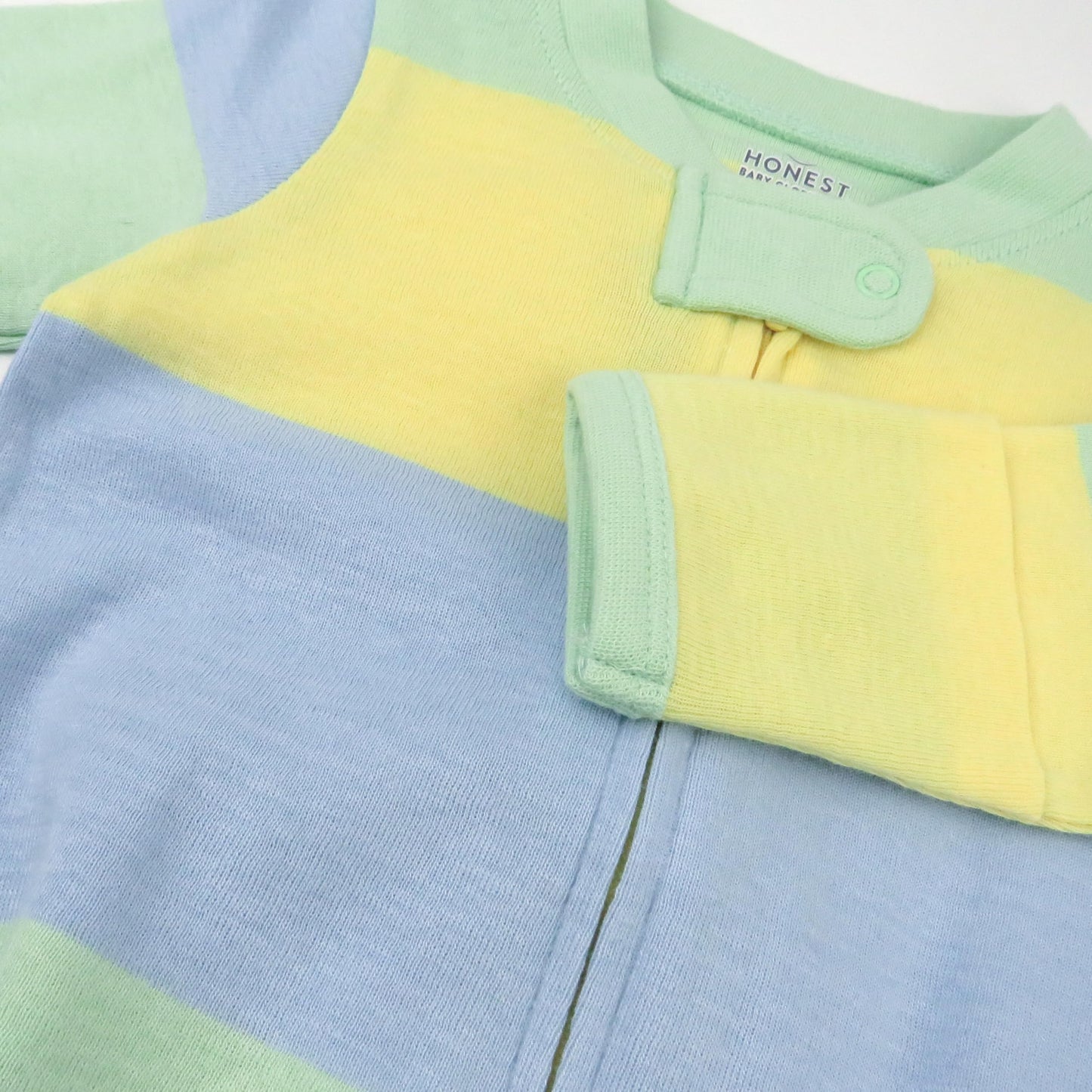 Honestbaby Baby Celebration Sleep & Play Footed One-Piece Pajama Sleeper 100% Organic Cotton, Easter Stripe Blue