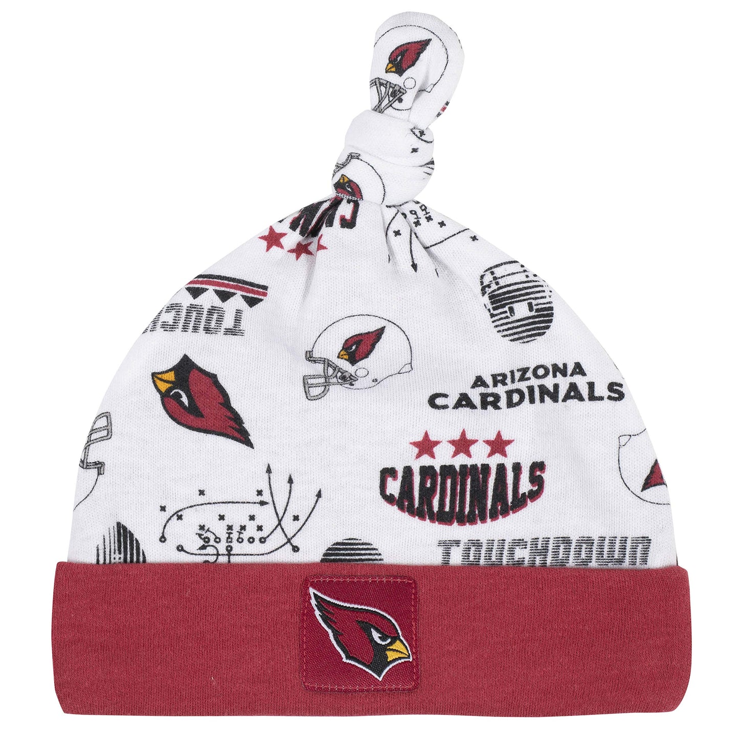 Nfl Arizona Cardinals 3 Pack Bodysuit Sleep N Play Footie Cap Registry Gift Set, Red/White Arizona Cardinals, 3-6M