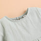 Bilison Toddler Baby Girl Clothes Cotton Linen Long Sleeve Ruffle Top And Ripped Jeans Outfit Sets