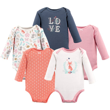 Hudson Baby Unisex Baby Cotton Long-Sleeve Bodysuits, Woodland Fox, 0-3 Months Us