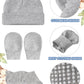 Baby Ears Newborn Hats Mittens And Socks Set For Boys Girls Beanie Hat 0-6 Month (White, Black, Gray, Light Blue,4 Set)