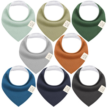 Keababies Bandana Bibs, 8-Pack Baby Bibs For Baby Girls, Boys - Organic Cotton Bibs For Drooling And Teething, Soft, Absorbent N