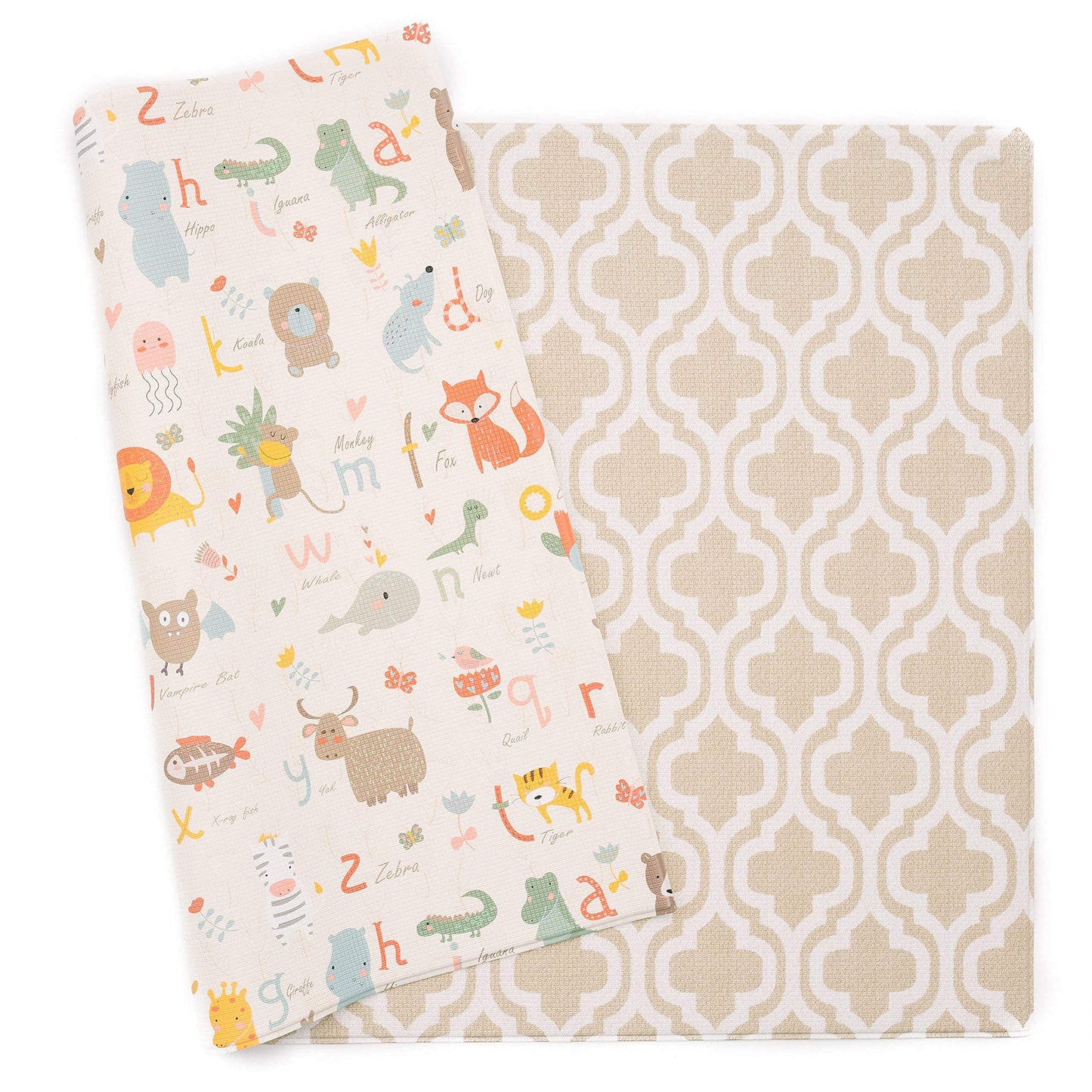 Baby Care Play Mat (Large, Moroccan - Beige) 82'' X 55'' Original One-Piece Reversible Rollable Waterproof Play Mat For Infants,