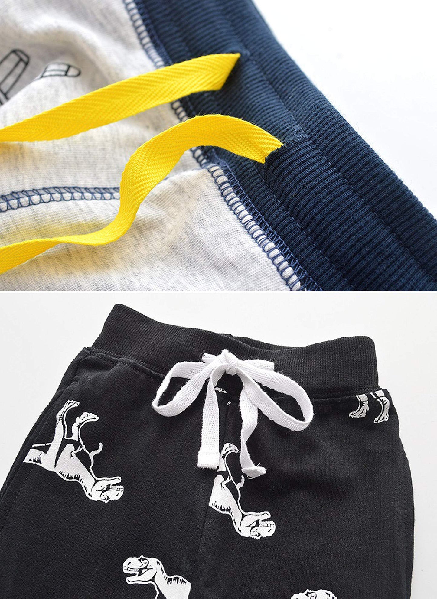 Huaer& Baby Boy'S Jogger Pants Dinosaur Car Drawstring Elastic Sweatpants (1-Pack 2-Pack) (Airplane + Dinosaur5T)