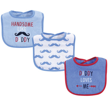 Luvable Friends Unisex Baby Cotton Drooler Bibs With Fiber Filling, Boy Daddy, One Size