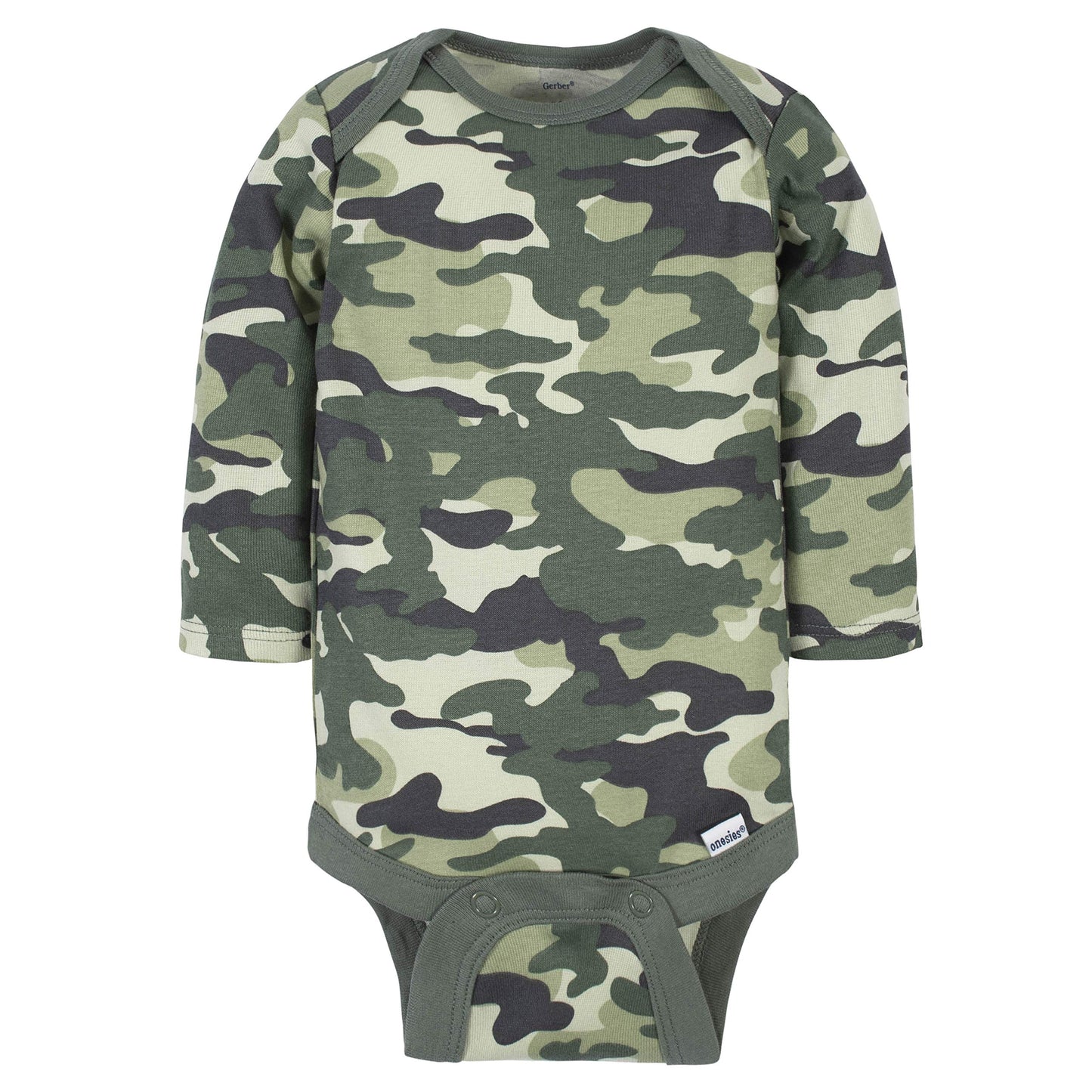 Gerber Baby Boys' 6-Pack Long-Sleeve Onesies Bodysuit, Tiger Green, 12 Months