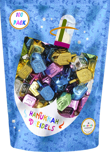 The Dreidel Company Metallic Multi-Colored Dreidels For Hanukkah With English Translation, Spinning Tops Includes Game Instructi
