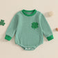 Visgogo Valentine'S Day Baby Sweatshirt Romper Striped Heart/Clover Waffle St.Patrick Day Long Sleeve Irish Onesie Jumpsuits (Gr