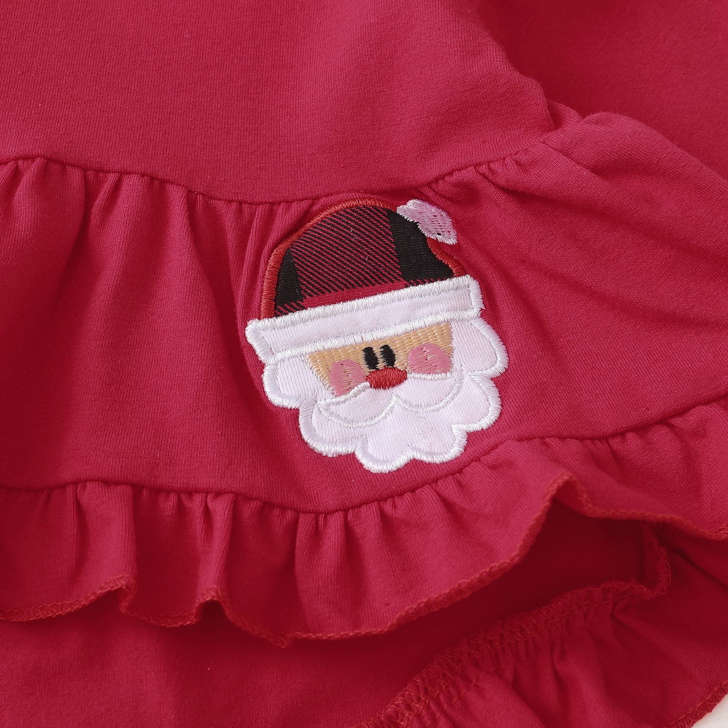 Kucnuzki 2T-3T Girls Clothes Toddler Girl Christmas Outfit Cute Stuff Long Sleeve Maroon Ruffle Tops Shirt Plaid Pants Set For 2