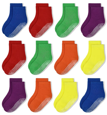 Hycles Non-Slip Toddler Socks With Grips Girls Grip Socks For 1-3 Years Kid Toddler Boys Anti Slip Sticky Sock