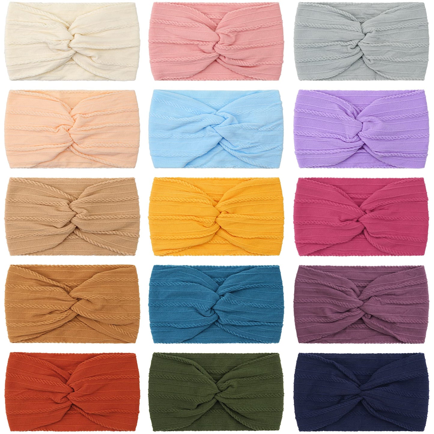 Bbgifts 15Pcs Baby Nylon Headbands 3.5 Inches Handmade Jacquard Weave Elastic Headbands For Baby Girls Newborn Infant Toddlers K