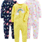 Simple Joys by Carters Baby 3-pack Snug-fit Footless Cotton Pajamas, dinosaur, space, rainbow, 18 Months