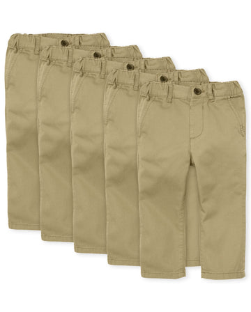 The Children'S Place Baby Boys' And Toddler Stretch Skinny Chino Pants, Flax 5-Pack, 12-18 Months