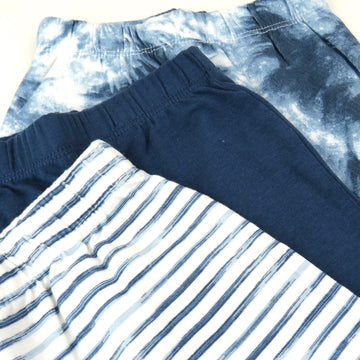 Honestbaby Baby 3-Pack Organic Cotton Footed Harem Pants, Tie Dye Blues, Newborn