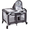 Baby Trend Nursery Center Travel Crib with Removable Rock-A-Bye Bassinet, Changing Table, Organizer, and Electronic Music Center