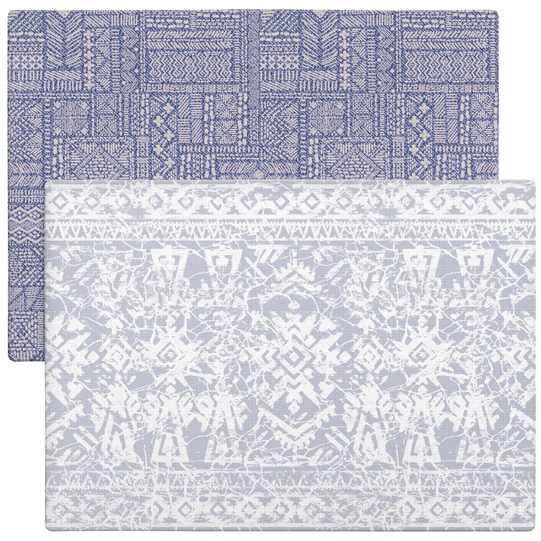 Cushmat Stylish Reversible Foam Play Mat (Large, Explorer - Cloud Indigo) - Soft, Waterproof, Durable Play Mat For Infants, Babi