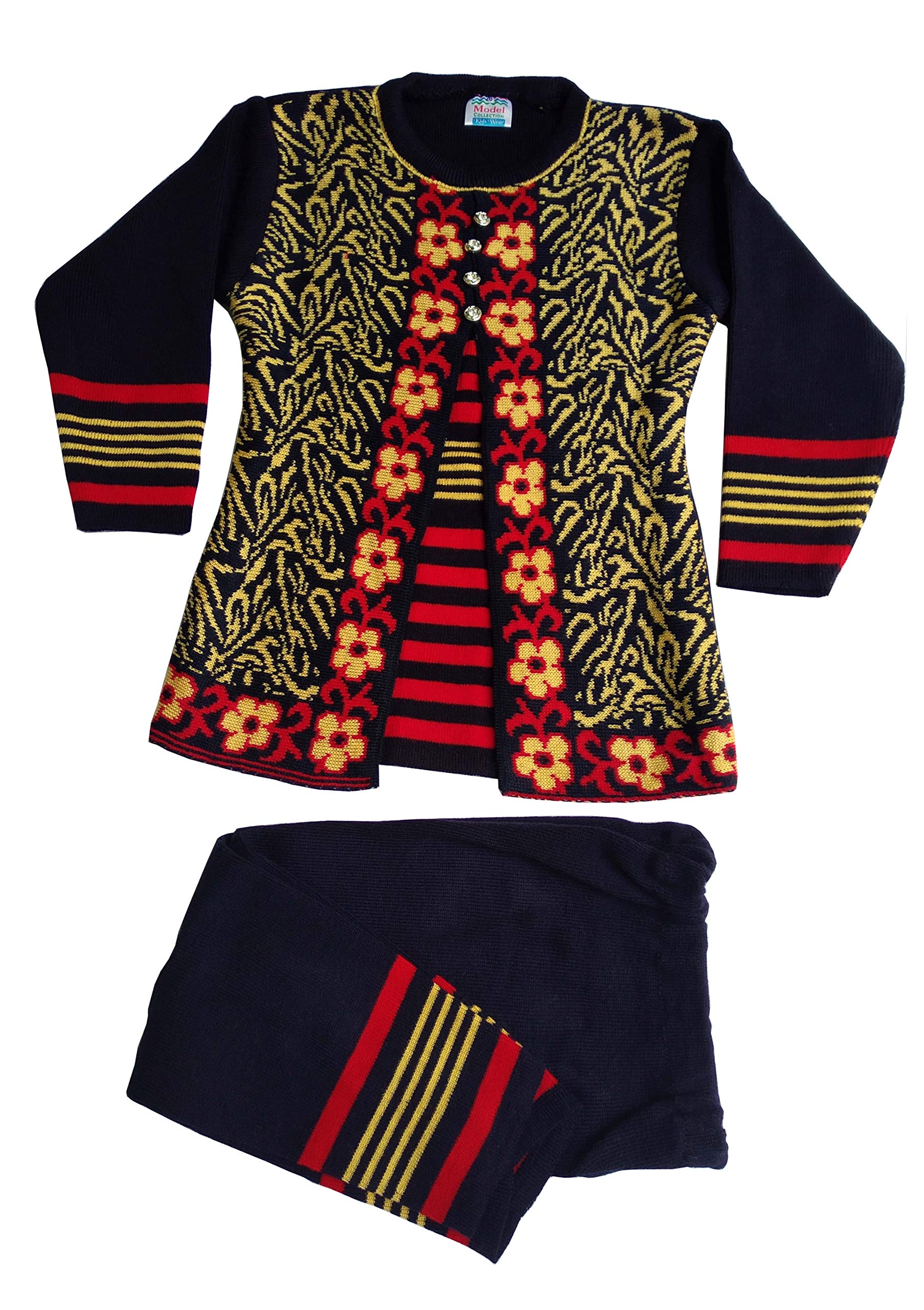 Kuku Hosiery Girlish Woolen pajami Suit(Black, Size: 24)