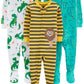 Simple Joys By Carter'S Baby Boys' Snug-Fit Footed Cotton Pajamas, Pack Of 3, Dinosaur/Animal, 18 Months