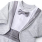 Lilax Baby Boy Gentleman Tuxedo Footie Christmas Holiday Outfit With Bow Tie (Newborn, Grey)