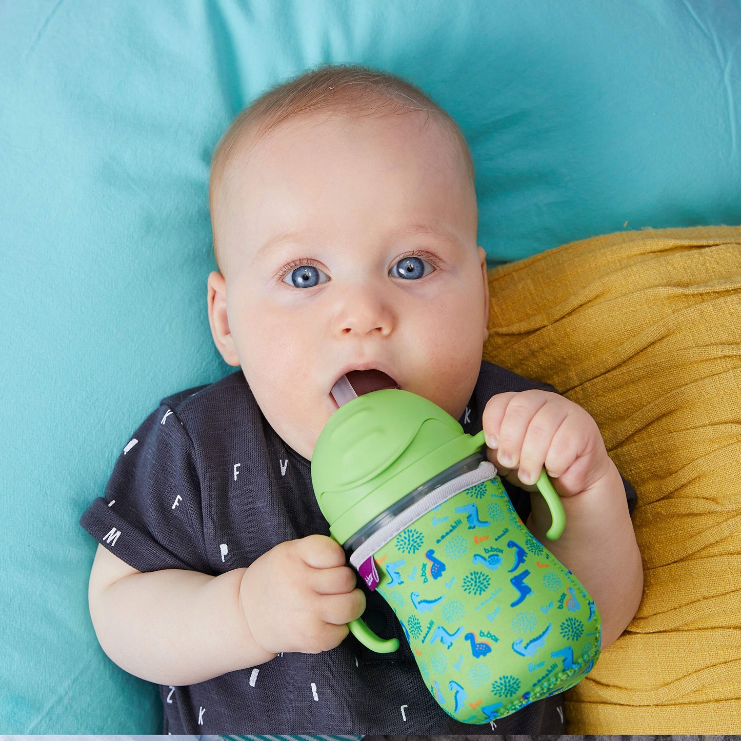 box Sippy Cup with Weighted Straw. Drink from any Angle, Leak Proof, Spill Proof, Easy Grip. BPA Free. For Babies 6m+ to Toddler