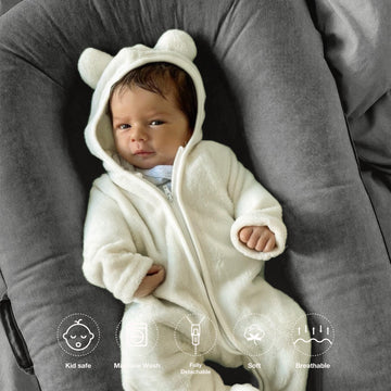 Coocoobaby Deluxe Infant Lounger, Baby Nest Cover For Baby Girls & Boys, Newborn Essentials For Baby 0-12 Months, 100% Cotton, P