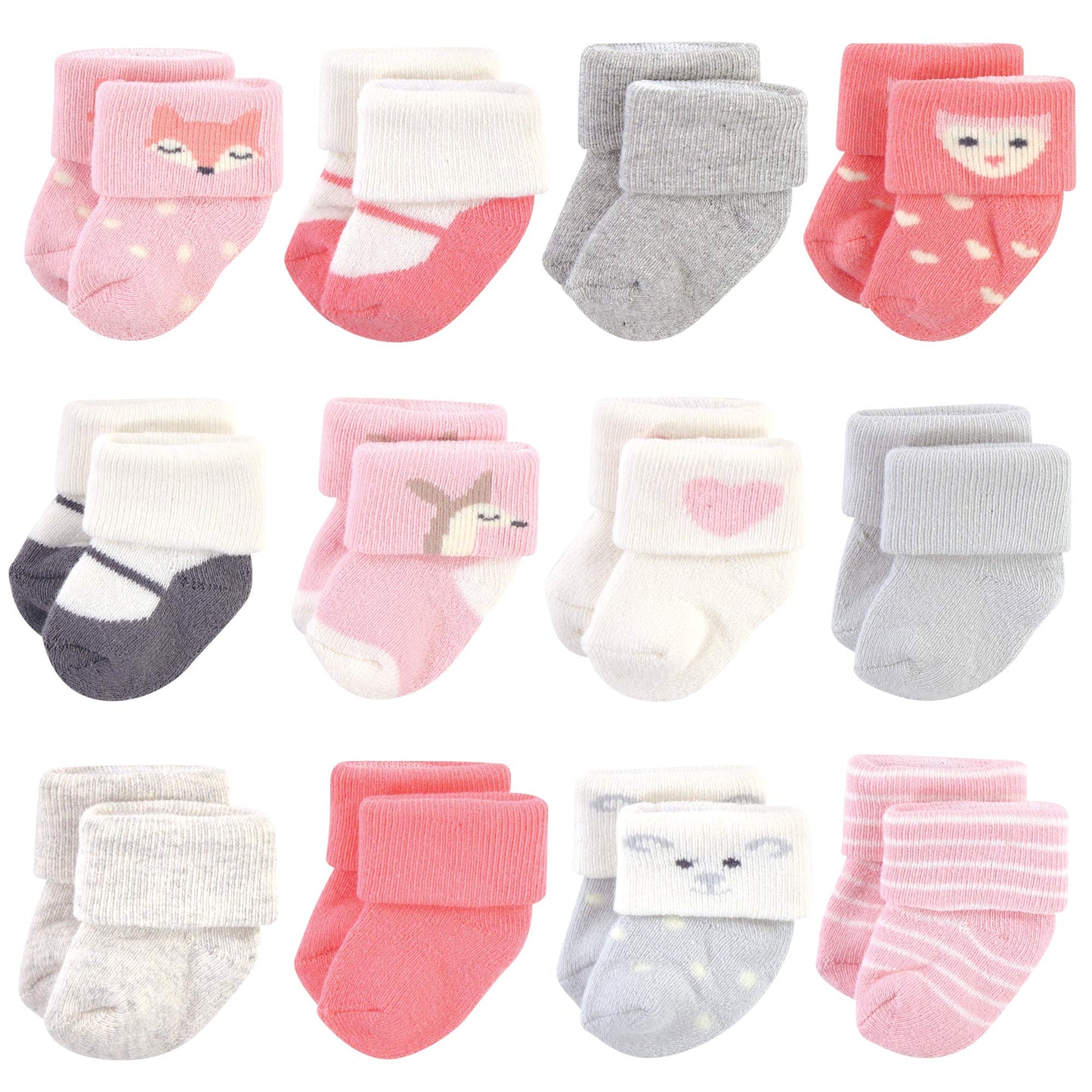 Hudson Baby Baby Boys Cotton Rich Newborn And Terry Casual Sock, Girl Woodland, 0-3 Months Us